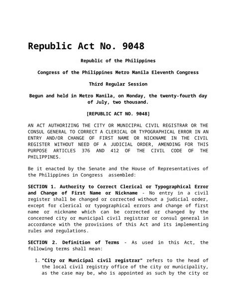 manila city hall requirements for correction of name|Republic Act No. 9048 .